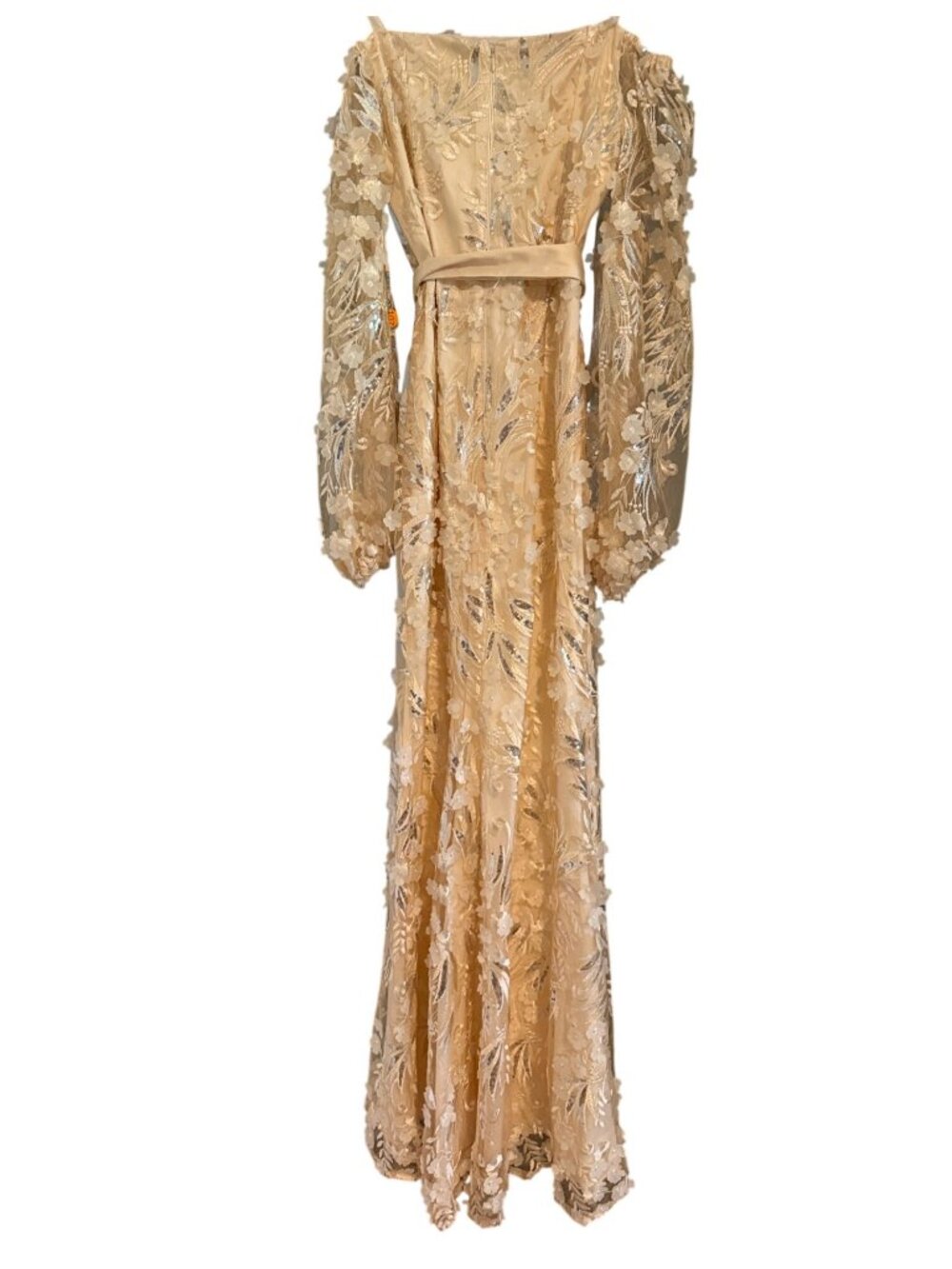 Eliza J Ivory Sequin Embroidered Balloon-Sleeve Gown Dress Size 6 NWT - Picture 7 of 13